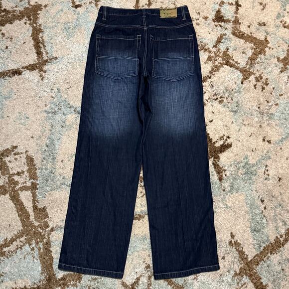 Vintage Dodeca Baggy Jeans Size 33x32 Wide Leg Y2K Southpole Style Dark Wash - Picture 1 of 5